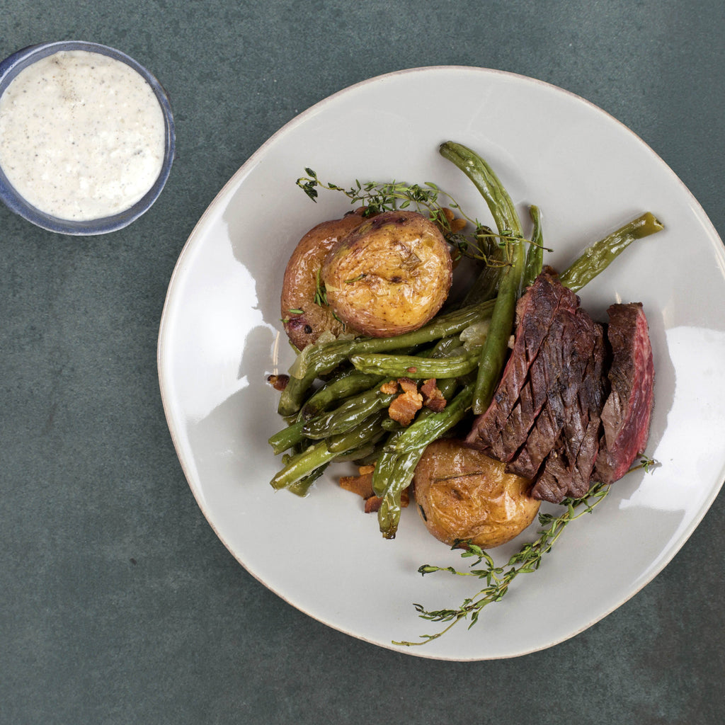 Steak w/ Horseradish & Garlic Smashed Potatoes