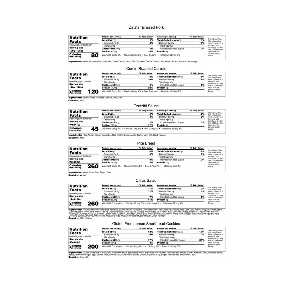Za'atar Braised Pork, Cumin Roasted Carrots, Mixed Green Salad + GF Lemon Shortbread Cookies